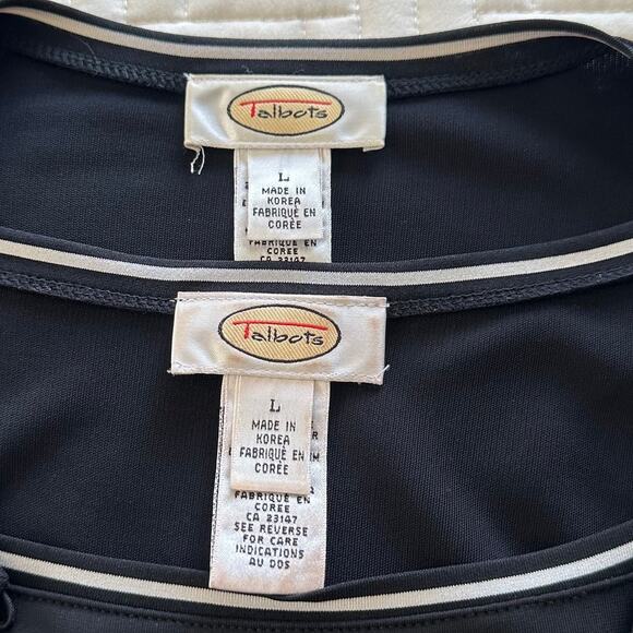 Talbots Black 3 Piece Skirt Outfit Suit Sleeveless Top & Cardigan Sweater Large - Picture 10 of 11